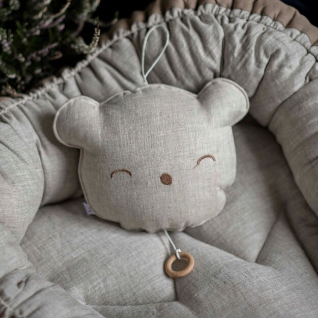 Beige Teddy bear musical pillow